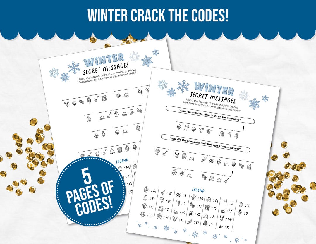 Winter Crack the Code Game, Winter Cipher Puzzle for Kids, Snowday ...