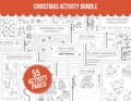 Christmas Kids Activity Bundle with Christmas Coloring Pages, Christmas Activity Pages, Christmas Mazes and Christmas Crossword Printable