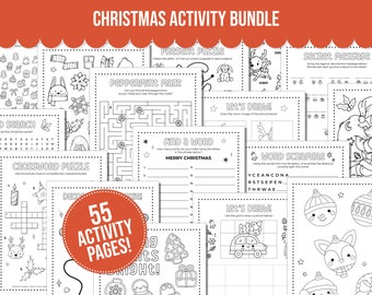 Christmas Kids Activity Bundle with Christmas Coloring Pages, Christmas Activity Pages, Christmas Mazes and Christmas Crossword Printable
