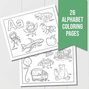 Páginas para colorear del alfabeto, perfectas para actividades de niños pequeños, páginas para colorear fáciles para actividades del alfabeto