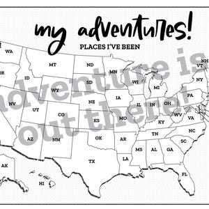 Places I've Been Map, United States Map, States I’ve Visited, My Adventures Map, Road Trip Map, Printable Map Tracker image 7