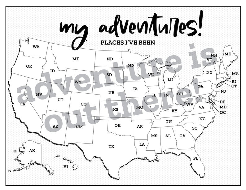 Places I've Been Map, United States Map, States I’ve Visited, My Adventures Map, Road Trip Map, Printable Map Tracker image 7