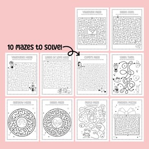 Pacote de atividades imprimíveis para o Dia dos Namorados com páginas para colorir, caça-palavras, palavras embaralhadas, jogos e labirintos! Atividades infantis para o Dia dos Namorados imagem 5