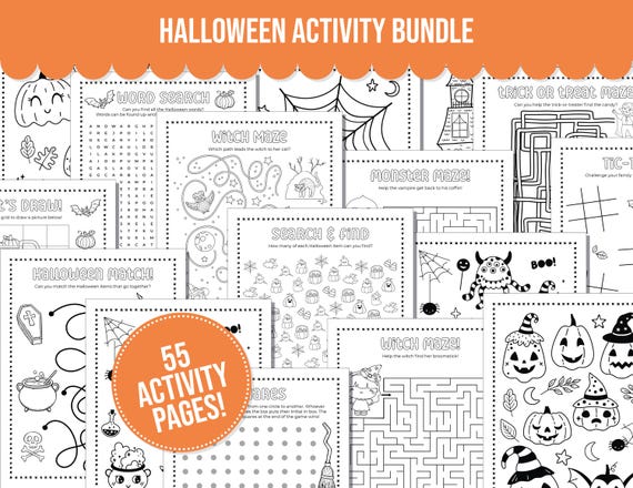 Halloween Activity Pages for Kids Fall Coloring Pages Halloween Activity Bundle Printable Coloring Sheets