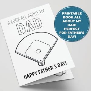 Alles über Papa Druckbares Buch zum Vatertag, perfekte Vatertagsaktivität für Kinder, druckbare Baseballgeschenke für Papa, All Star Dad