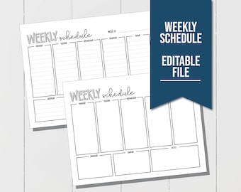EDITABLE Weekly Schedule for Kids Printable to plan all your activities, Weekly Planner To Do List, Kids Week Schedule