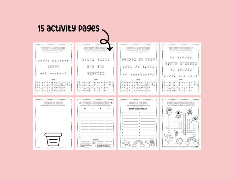 Spring Printable Activity Bundle with Coloring Pages, Word Search, Word Scramble, Games & Maze Activities! Spring Kids Activities image 4