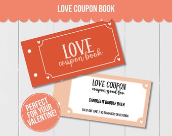 Editable Love Coupon Book, Custom Coupon Book for Valentines Day, Love Coupon Book Printable Valentines Day Gift for Him