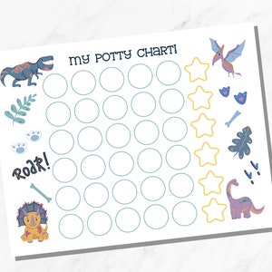 Dinosaur Potty Chart for Toddlers, Potty Training Chart for Boys, Dino Sticker Chart, Toddler Reward Chart, Dinosaur Sticker Chart image 1
