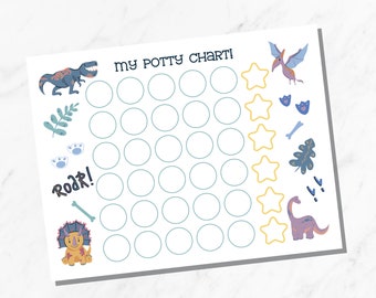 Dinosaur Potty Chart for Toddlers, Potty Training Chart for Boys, Dino Sticker Chart, Toddler Reward Chart, Dinosaur Sticker Chart