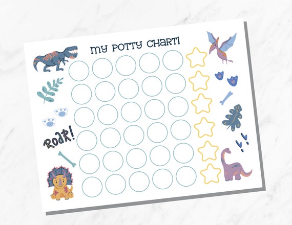 Dinosaur Potty Chart for Toddlers, Potty Training Chart for Boys, Dino Sticker Chart, Toddler Reward Chart, Dinosaur Sticker Chart