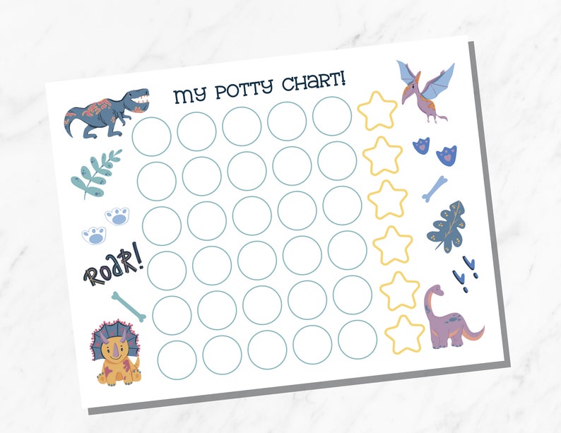 Dinosaur Potty Chart for Toddlers, Potty Training Chart for Boys, Dino Sticker Chart, Toddler Reward Chart, Dinosaur Sticker Chart image 1