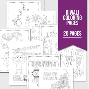 Diwali Coloring Pages Bundle - Mandalas, Diyas, and More | Printable DIY Festival Coloring Sheets | Set of 20