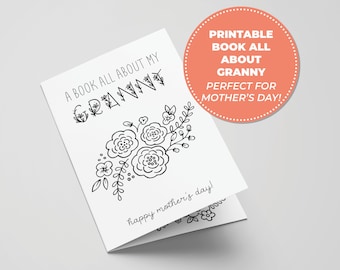 All About Granny Printable Book for Mother's Day, Perfect Mother's Day Activity for Kids, Printable Gifts for Granny, Coloring Card