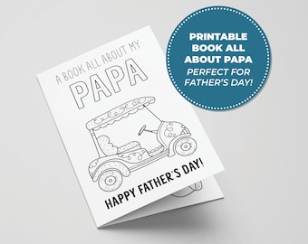 All About Papa Printable Book for Father's Day, Perfect Father's Day Activity for Kids, Printable Golf Gifts for Dad, Best Dad by Par