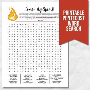 Religious Word Search, Christian Pentecost Games, Pentecost Word Game, Printable Kids Christian Pentecost Activity, Pentecost Games For Kids