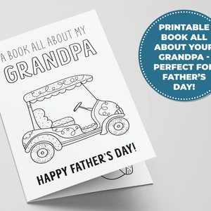All About Grandpa Printable Book, Father's Day Activity for Kids, Printable Golf Gifts for Grandpa, Best Grandpa by Par