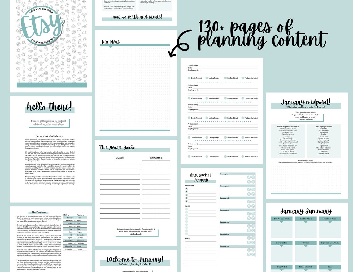 Etsy Seasonal Planner Etsy Shop Planner Printable Planner - Etsy