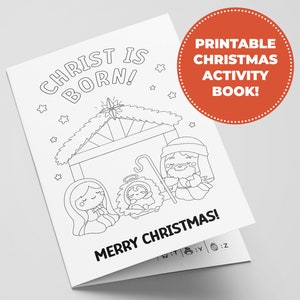 Livro de atividades de Natal cristão, atividades infantis de Natal cristão para missa de Natal ou presente de Natal, atividade de Advento
