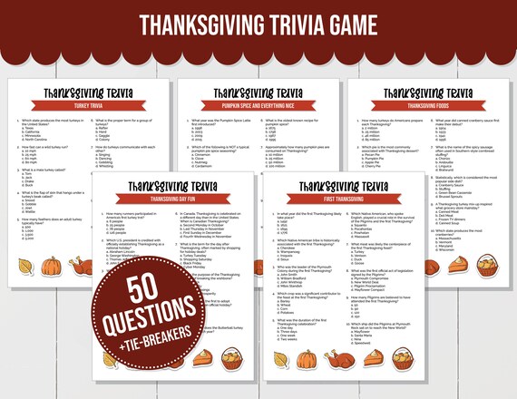 Thanksgiving Trivia Game Turkey Trivia (Download Now) 