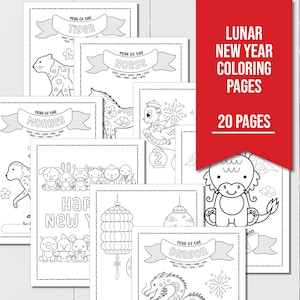 Chinese New Year Coloring Pages, Chinese New Year Kids Activities, Year of the Dragon Coloring Page, Lunar New Year Activity for Kids