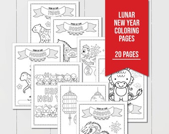 Chinese New Year Coloring Pages, Chinese New Year Kids Activities, Year of the Dragon Coloring Page, Lunar New Year Activity for Kids