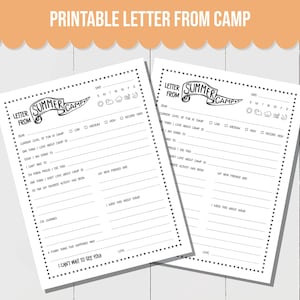 Carta para impressão do acampamento, carta do acampamento de verão, papelaria do acampamento de verão, carta de verão