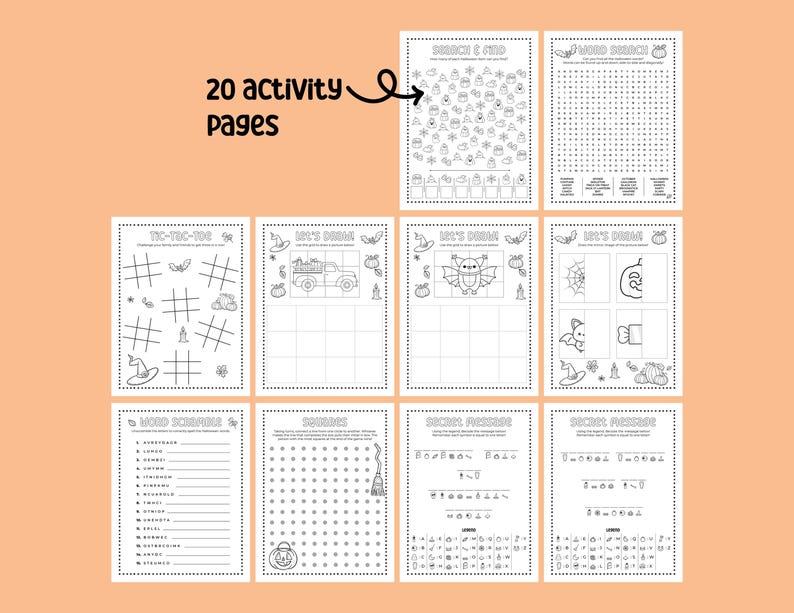 Halloween-activiteitenpagina's voor kinderen Herfstkleurplaten Kleurplaten Halloween-activiteitenbundel Afdrukbare kleurplaten afbeelding 3