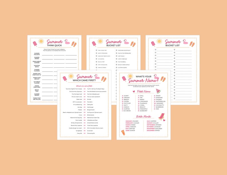 Summer Game Bundle, Summer Trivia Game, Printable Summer Game for Kids ...