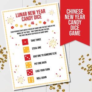 Gioco di dadi di caramelle per il capodanno lunare, divertente gioco di capodanno cinese per bambini, anno del serpente 2025, giochi di caramelle per bambini, gioco per feste di capodanno