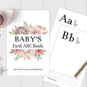 Alphabet Book for Baby Shower Activity, First Alphabet Book, Boho Baby Shower ABC Book, Boho Floral Babys 1st ABC Book, Keepsake Gift