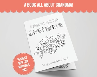 All About Grandma Printable Book for Mother's Day, Perfect Mother's Day Activity for Kids, Printable Gifts for Grandma, Coloring Card