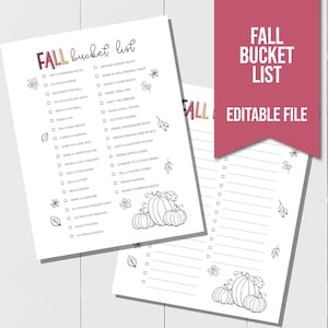 EDITABLE Fall Bucket List for Kids, Fall To Do List Printable
