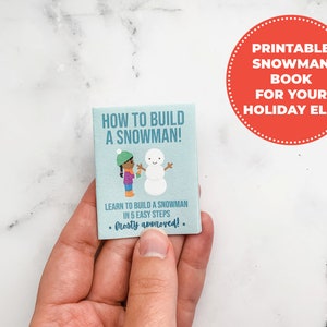 Mini livre pour elfe, activité facile pour elfe, Comment construire un livre de bonhomme de neige, antiquités elfes à imprimer, accessoire elfe, accessoire elfe