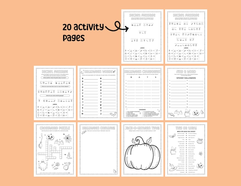 Halloween-activiteitenpagina's voor kinderen Herfstkleurplaten Kleurplaten Halloween-activiteitenbundel Afdrukbare kleurplaten afbeelding 4