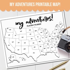 Places I've Been Map, United States Map, States I’ve Visited, My Adventures Map, Road Trip Map, Printable Map Tracker