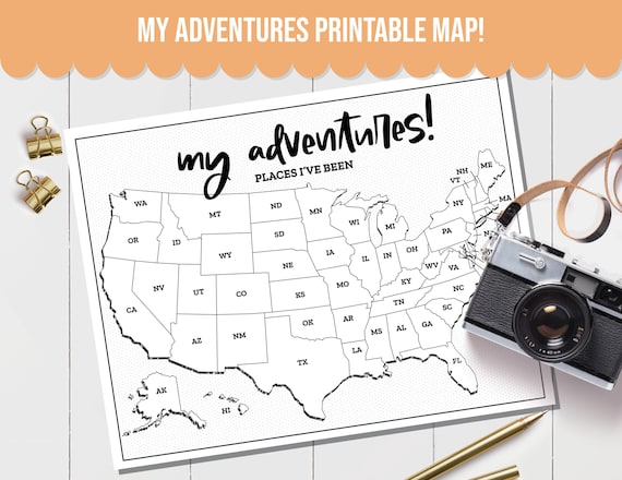 Places I've Been Map, United States Map, States I’ve Visited, My Adventures Map, Road Trip Map, Printable Map Tracker
