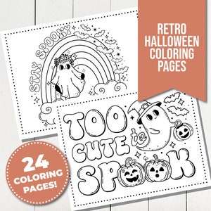 Retro Halloween Coloring Pages for Kids - 24 Groovy and Spooky Coloring Sheet Bundle