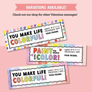 Watercolor Paint Valentine for Kids Classroom Valentine Exchange, Non-Candy Valentine, Colorful Valentine image 8