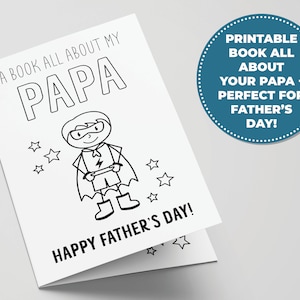 All About Papa Printable Book for Father's Day, Perfect Father's Day Activity for Kids, Printable Gifts for Grandpa, Coloring Card