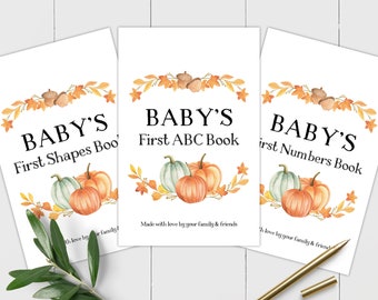 Little Pumpkin Baby Shower Game Bundle, Baby's 1st ABC Book, First Shapes Book, First Numbers Book, Printable Baby Shower Games