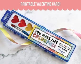 Aquarellfarbe Valentinstag für Kinder Klassenzimmer Valentinstag Börse, Valentinstag ohne Süßigkeiten, Valentinstag bunt