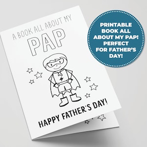 Livre imprimable Tout sur Pap pour la fête des pères, activité parfaite pour la fête des pères pour les enfants, cadeaux à imprimer pour grand-père, carte à colorier