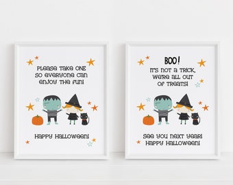 Please Take One Sign Halloween Sign, Out of Candy Sign, Halloween Candy Sign, Trick or Treat Sign for Porch, Party Decor