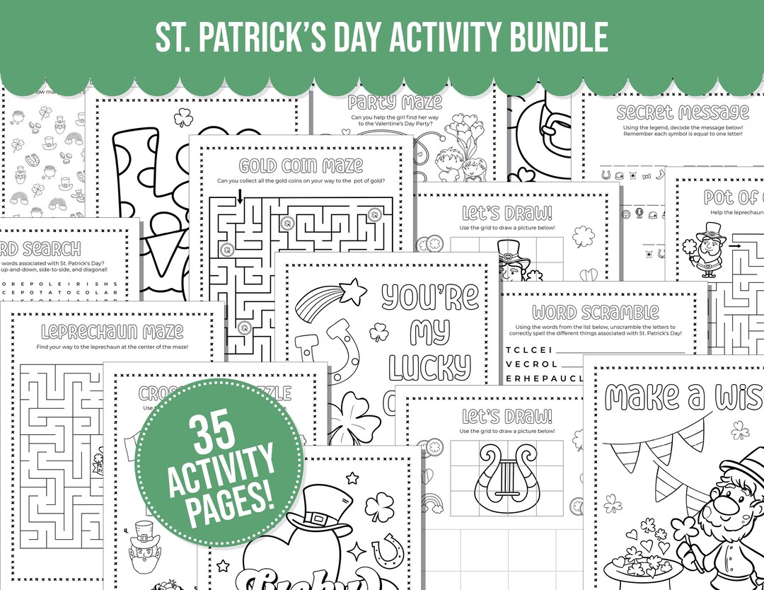St Patricks Day Printable Kids Activity Bundle, St Patricks Day ...