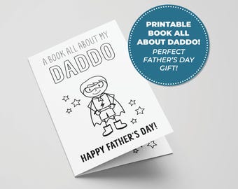 All About Daddo Printable Book for Father's Day, Perfect Father's Day Activity for Kids, Printable Gifts for Dad, Coloring Card for Dad