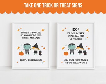 Trick or Treat Candy Sign, Please Take One Sign Halloween Sign, Out of Candy Sign, Halloween Candy Sign, Trick or Treat Sign for Porch