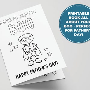 All About Boo Printable Book for Father's Day, Perfect Father's Day Activity for Kids, Printable Gifts for Dad, Coloring Card, All about Dad