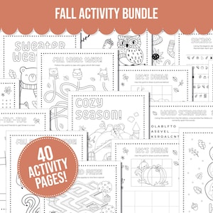 Fall Printable Activity Bundle including Coloring Pages, Word Search, Word Scramble, Games, Maze Activity and More! Fall Kids Activities