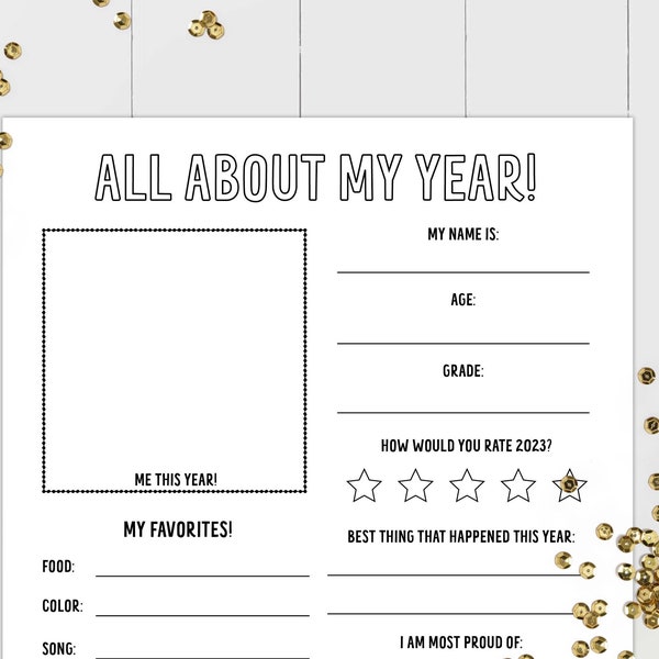 Kids Year in Review Activity, Printable Time Capsule for Kids, New Year's Eve Year in Review Printable, NYE Activities for Kids, NYE 2023